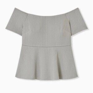 Women’s NWT Plus Size Gray Textured Off the shoulder Peplum Top going out casual
